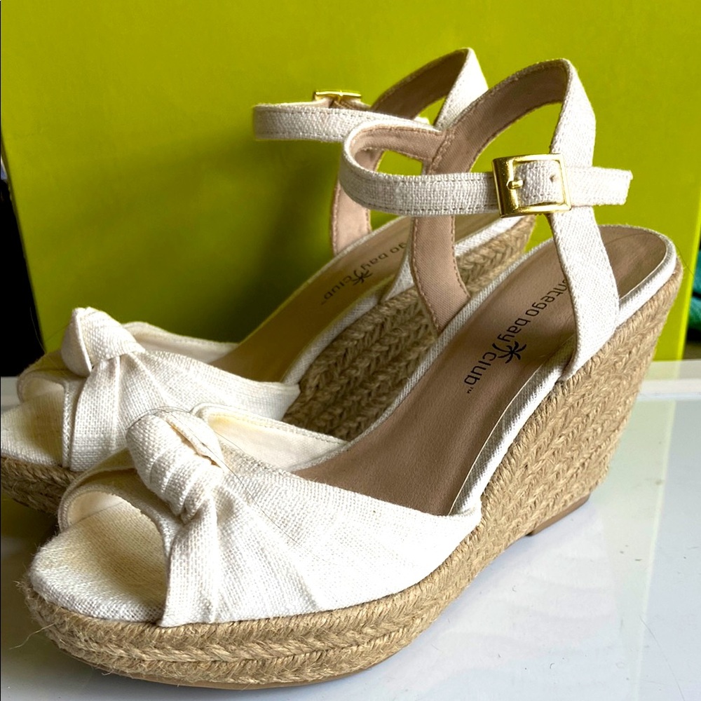 Montego Bay Club White Wedge Espadrilles